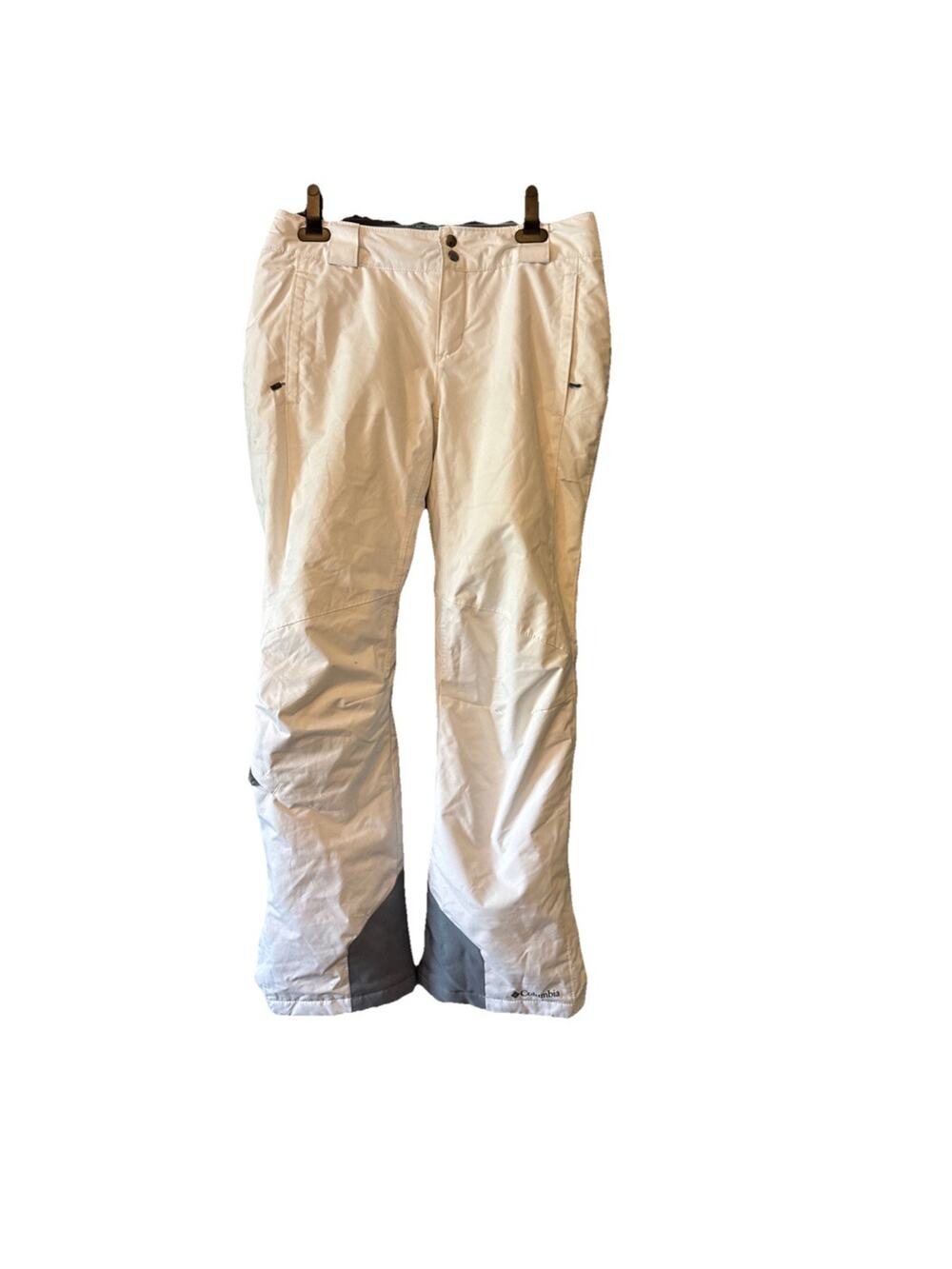 Columbia Womens White/Gray Insulated Lined Snow‎ Pants M Regular Ski/Snow FLAW